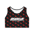 V-STAR "Signature" Training Sports Bra — Black & Red All-Over Print